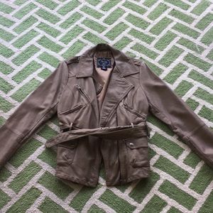 Faux leather motorcycle jacket